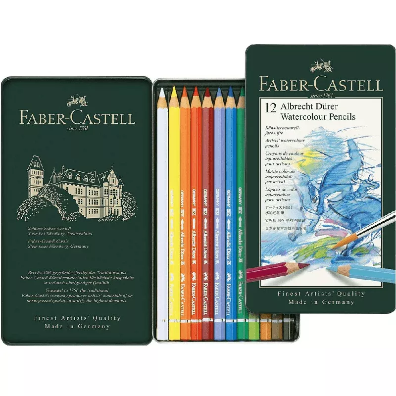 12 Faber-Castell Albrecht Durer Water Colour Pencils Tin Set