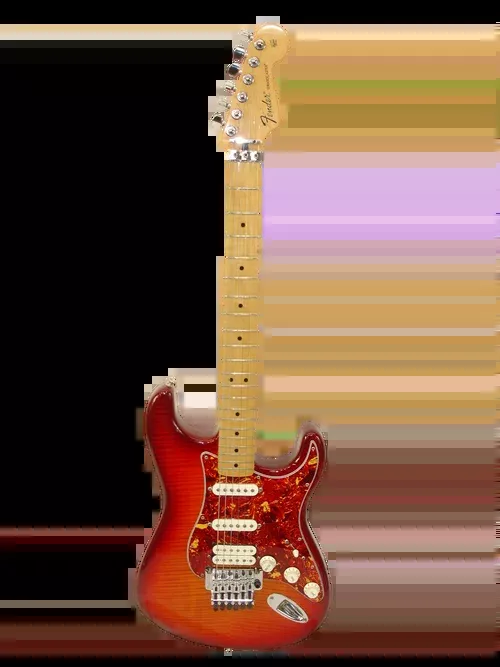 2014 Fender Standard Stratocaster Plus Top with Floyd Rose Tremolo Electric Guitar, Maple Fingerboard, Aged Cherry Burst – Previously Owned