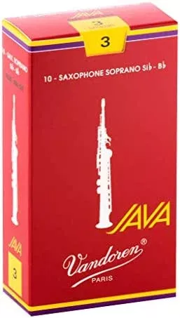 3; Soprano Saxophone Reeds; Vandoren Java Red; 10 per box