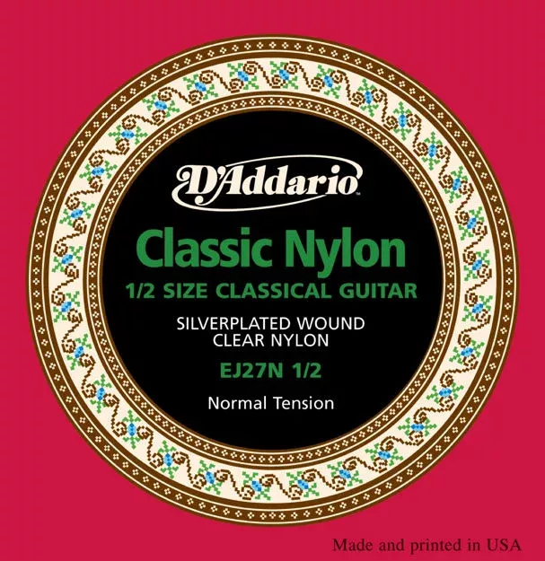 4Sound. D’Addario EJ27N 1/2 Student Nylon Fractional Classical Guitar Strings, Normal Tension