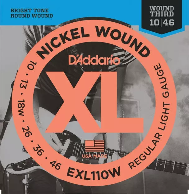 4Sound. D’Addario EXL110W Nickel Wound Electric Guitar Strings, Regular Light, Wound 3rd, 10-46