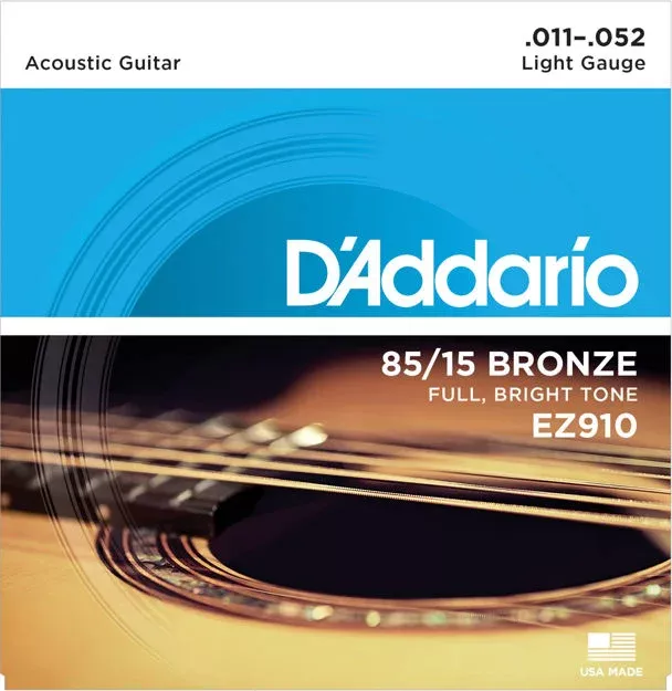 4Sound. D’Addario EZ910 85/15 Bronze Acoustic Guitar Strings, Light, 11-52