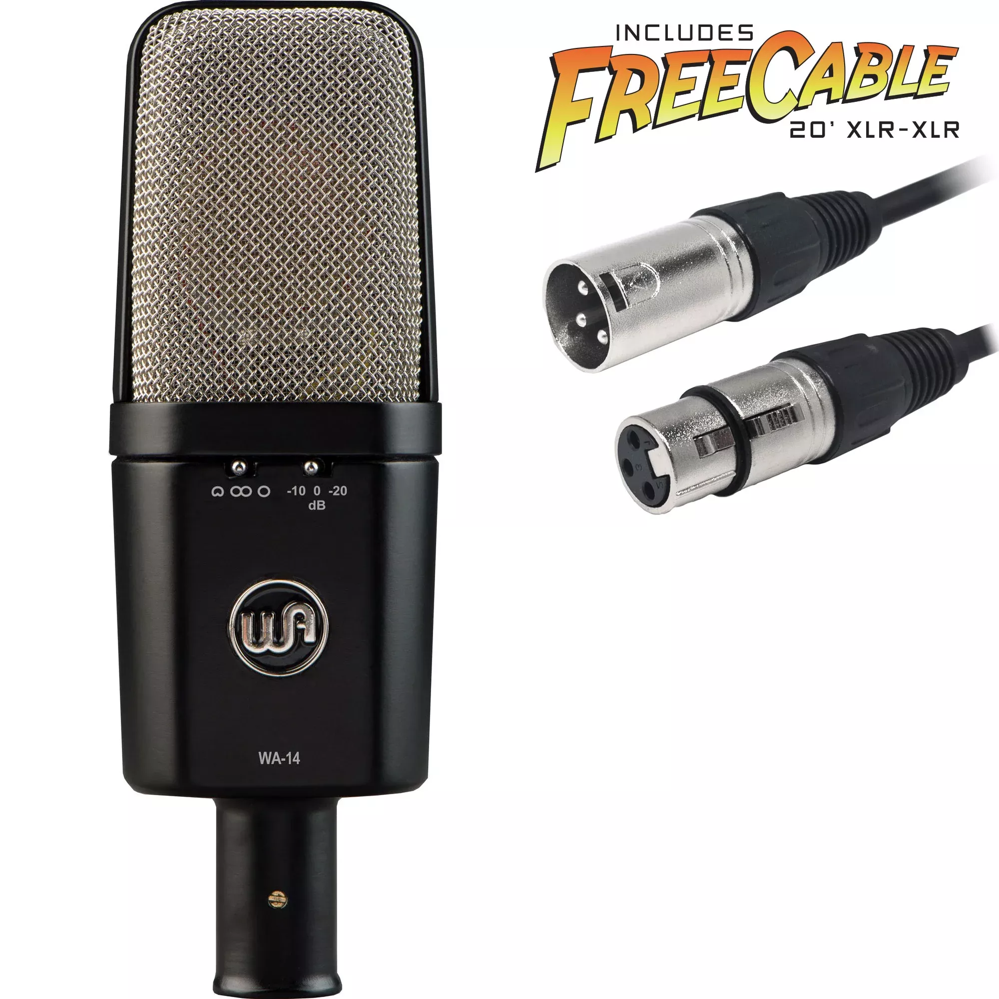 Warm Audio WA-14 Large-Diaphragm Multipattern Condenser Microphone with FREE 20' XLR Cable
