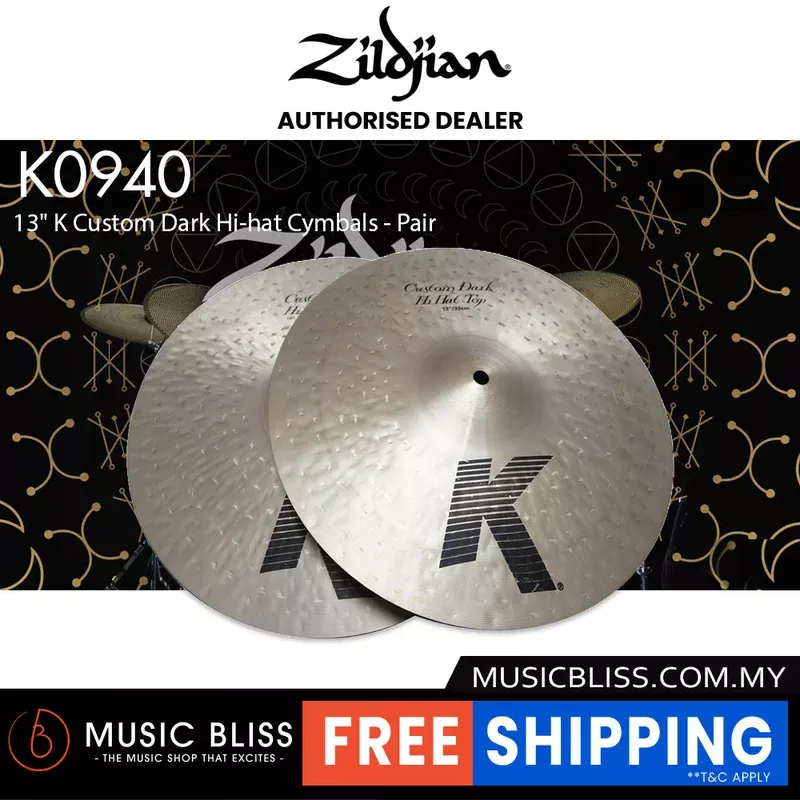 Zildjian 13″ K Custom Dark Hi-hat Cymbals – Pair (K0940)
