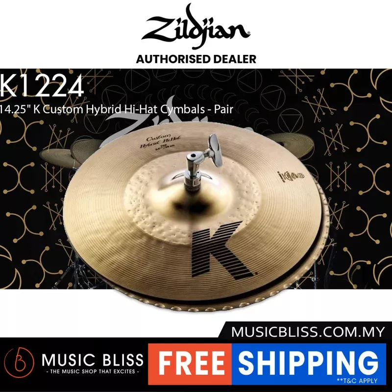 Zildjian 14.25″ K Custom Hybrid Hi-Hat Cymbals – Pair (K1224)