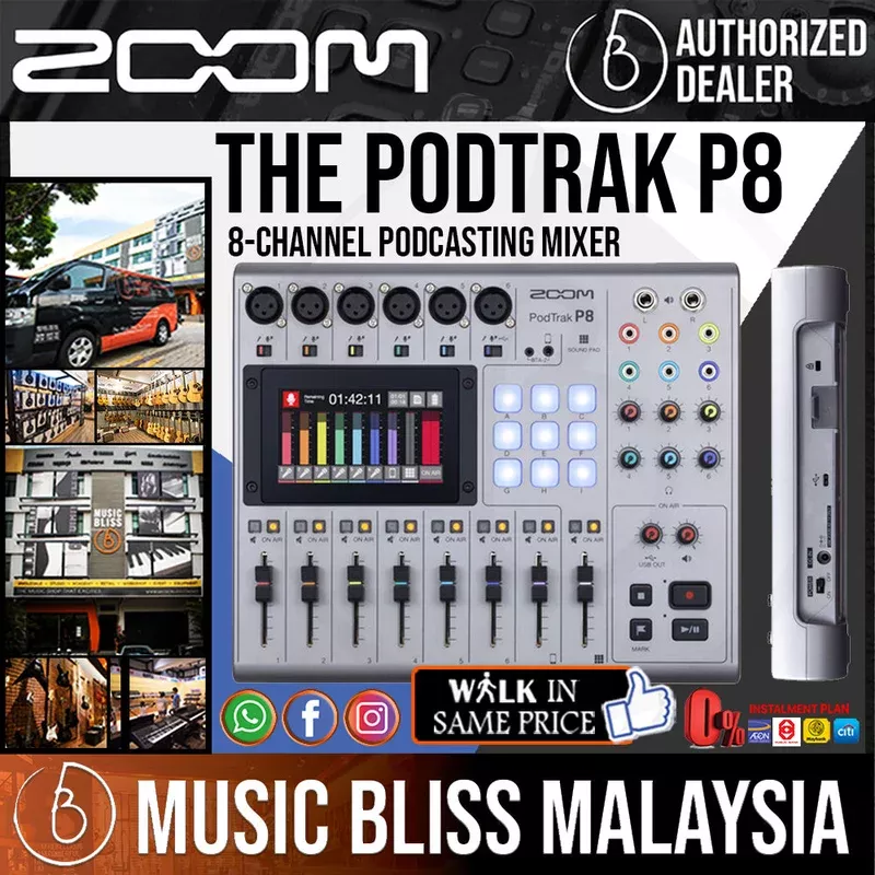 Zoom Podtrak P8 8-channel Podcasting Mixer with 0% Instalment (P-8)